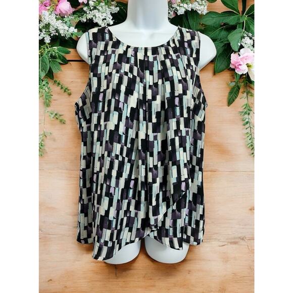 White House Black Market Sleeveless Blouse Sz M Loose Career Office Top Layering - Picture 1 of 7